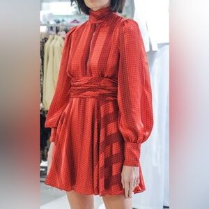 Alexie Womens Red Printed Keyhole Party Cocktail Dress XS